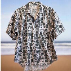 Vintage‎ 80s 90s Sausalito Hawaiian Shirt Made in USA Geometric Cotton L